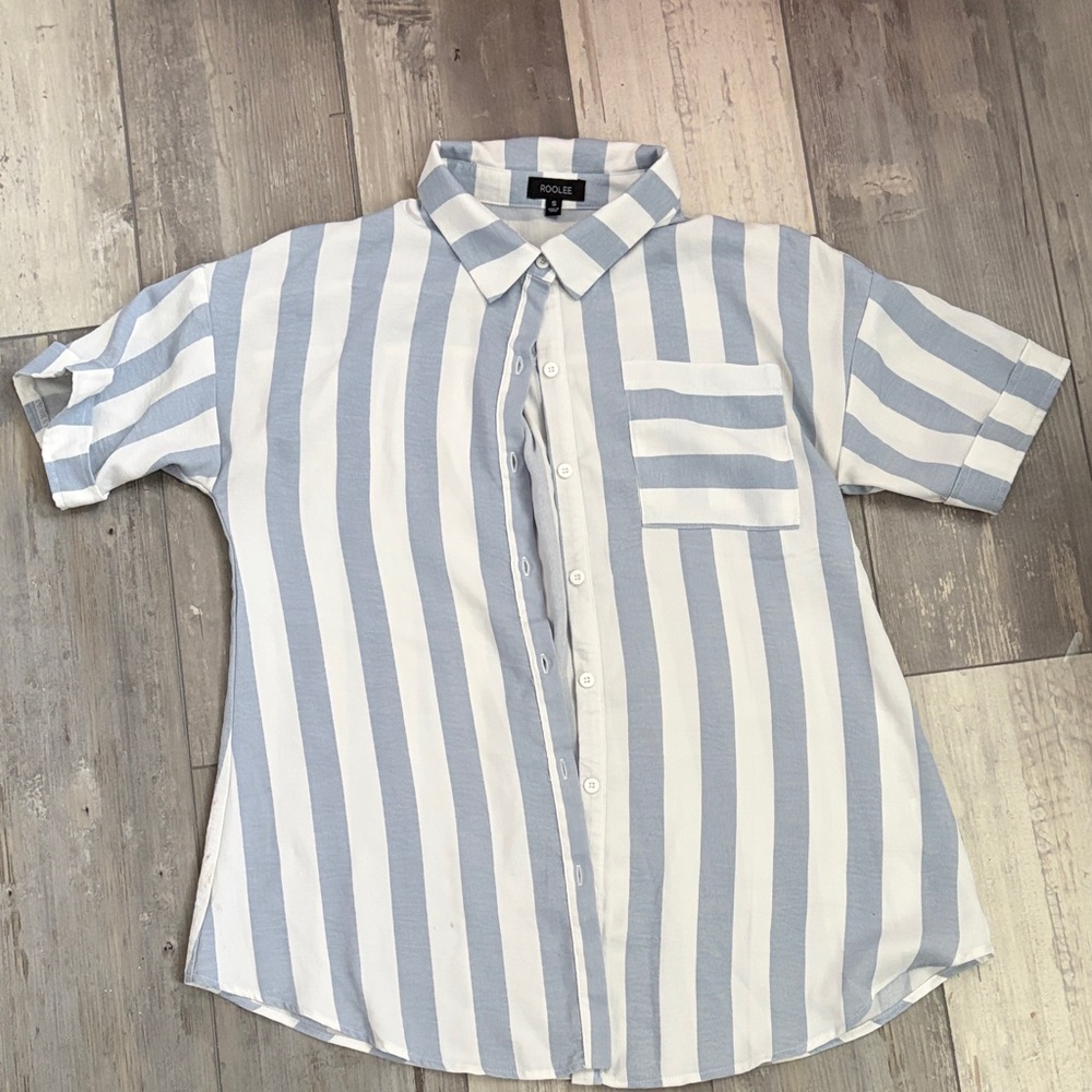 Roolee Blue and White Striped Blouse